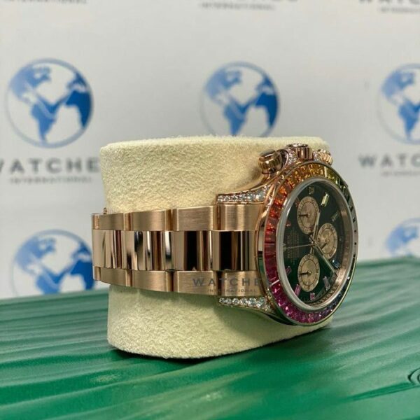 Luxury Rolex Daytona Rainbow 116595Rbow: Black Dial, Diamond Bezel, Oyster Bracelet, Rose Gold Watch - Image 7