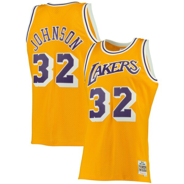 Magic Johnson Los Angeles Lakers Mitchell & Ness 1984/85 Big & Tall Hardwood Classics Swingman Jersey - Gold