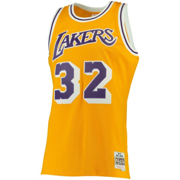 Magic Johnson Los Angeles Lakers Mitchell & Ness 1984/85 Big & Tall Hardwood Classics Swingman Jersey - Gold - Image 3