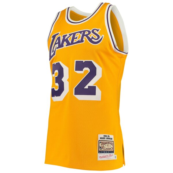 Magic Johnson Los Angeles Lakers Mitchell & Ness 1984/85 Hardwood Classics Authentic Jersey - Gold - Image 3