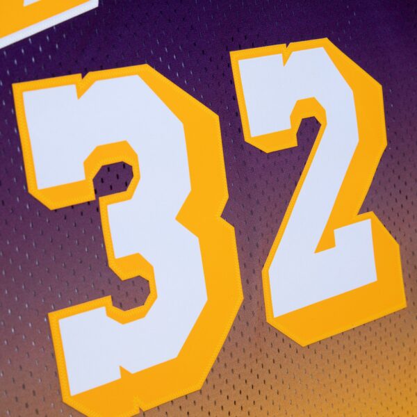Magic Johnson Los Angeles Lakers Mitchell & Ness 1984/85 Hardwood Classics Fadeaway Swingman Player Jersey - Gold/Purple - Image 5