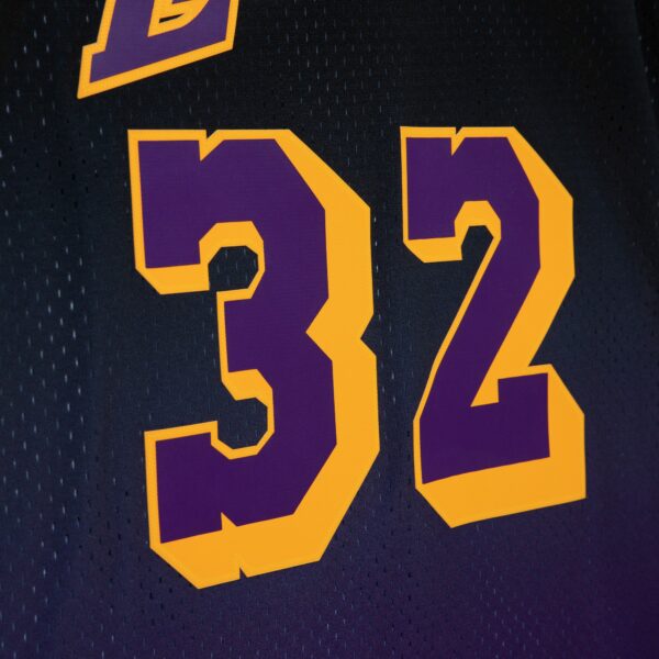 Magic Johnson Los Angeles Lakers Mitchell & Ness 1984/85 Hardwood Classics Fadeaway Swingman Player Jersey - Purple/Black - Image 5