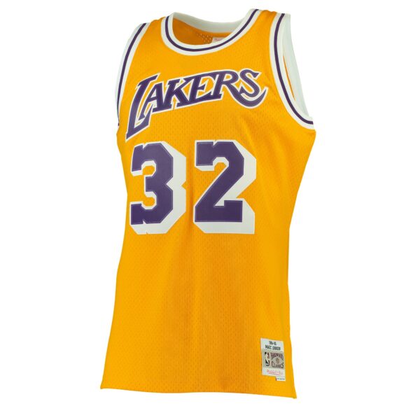 Magic Johnson Los Angeles Lakers Mitchell & Ness 1984/85 Hardwood Classics Swingman Jersey - Gold - Image 3