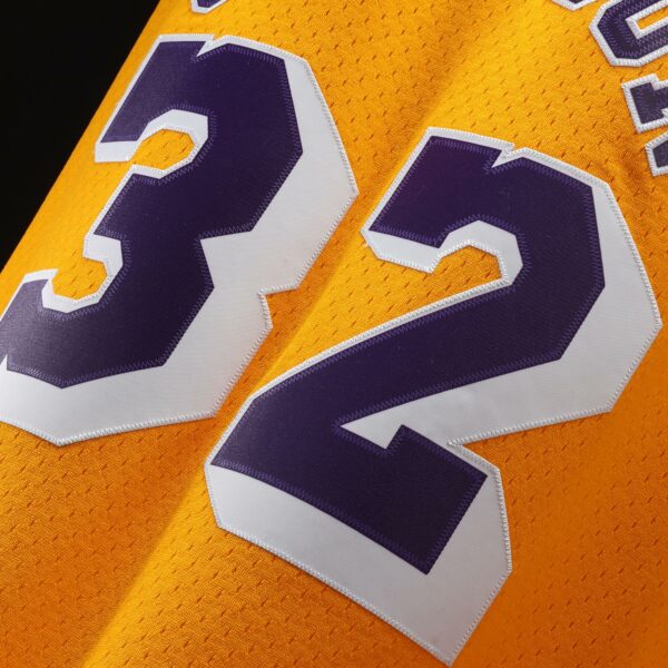 Magic Johnson Los Angeles Lakers Mitchell & Ness 1984/85 Hardwood Classics Swingman Jersey - Gold - Image 6