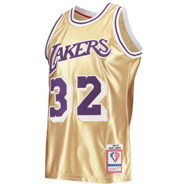 Magic Johnson Los Angeles Lakers Mitchell & Ness 75th Anniversary 1984/85 Hardwood Classics Swingman Jersey - Gold - Image 3