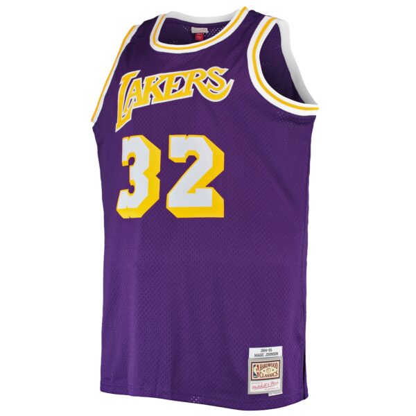 Magic Johnson Los Angeles Lakers Mitchell & Ness Big & Tall 1984/85 Hardwood Classics Swingman Jersey - Purple - Image 3