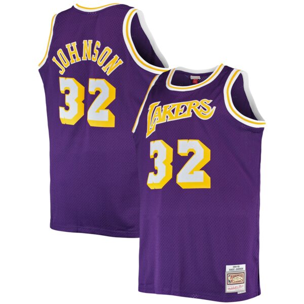 Magic Johnson Los Angeles Lakers Mitchell & Ness Big & Tall 1984/85 Hardwood Classics Swingman Jersey - Purple - Image 2
