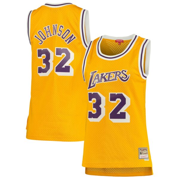 Magic Johnson Los Angeles Lakers Mitchell & Ness Women's 1984/85 Hardwood Classics Swingman Jersey - Gold - Image 2