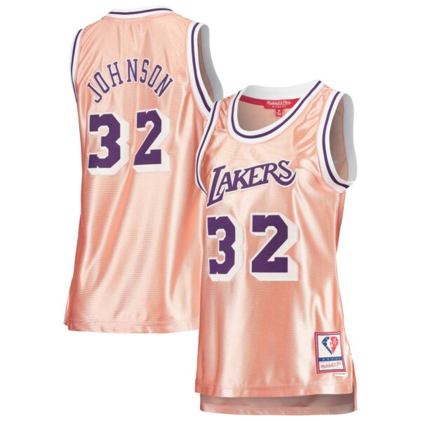 Magic Johnson Los Angeles Lakers Mitchell & Ness Women's 75th Anniversary Rose Gold 1984 Swingman Jersey - Pink - Image 2