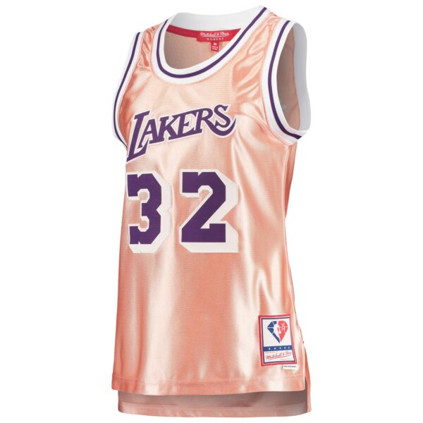 Magic Johnson Los Angeles Lakers Mitchell & Ness Women's 75th Anniversary Rose Gold 1984 Swingman Jersey - Pink - Image 3