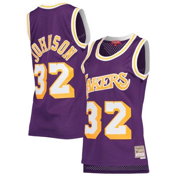 Magic Johnson Los Angeles Lakers Mitchell & Ness Women's Hardwood Classics 1984/85 Swingman Jersey - Purple - Image 2
