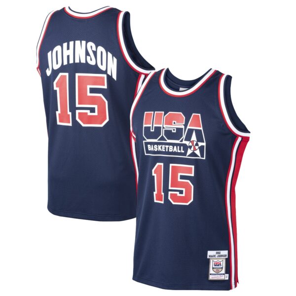 Magic Johnson USA Basketball Mitchell & Ness 1992 Dream Team Authentic Jersey - Navy - Image 2