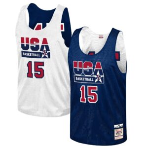Magic Johnson USA Basketball Mitchell & Ness Training 1992 Dream Team Authentic Reversible Practice Jersey - Navy