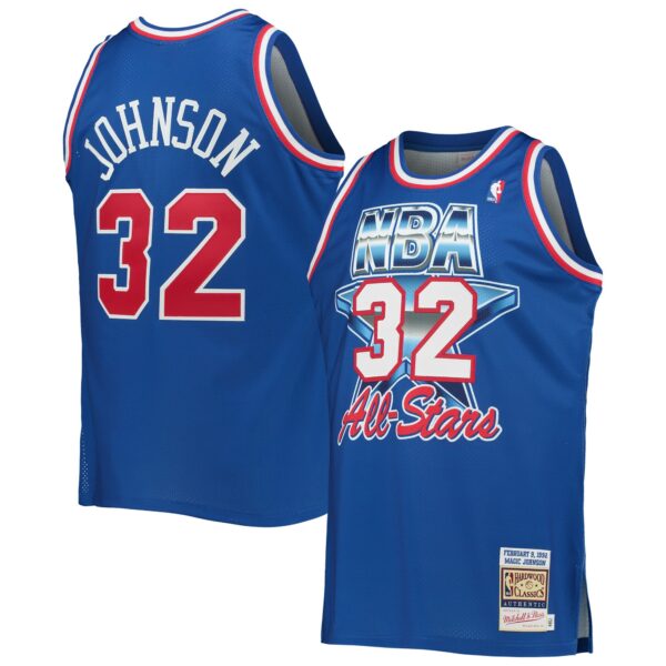 Magic Johnson Western Conference Mitchell & Ness Hardwood Classics 1992 NBA All-Star Game Authentic Jersey - Royal - Image 2