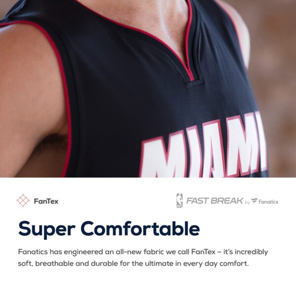 Miami Heat Fanatics Fast Break Custom Replica Jersey Black - Icon Edition - Image 7
