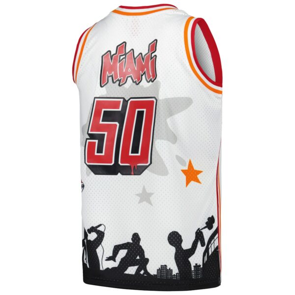 Miami Heat Mitchell & Ness x Tats Cru Hardwood Classics Fashion Jersey - White - Image 4