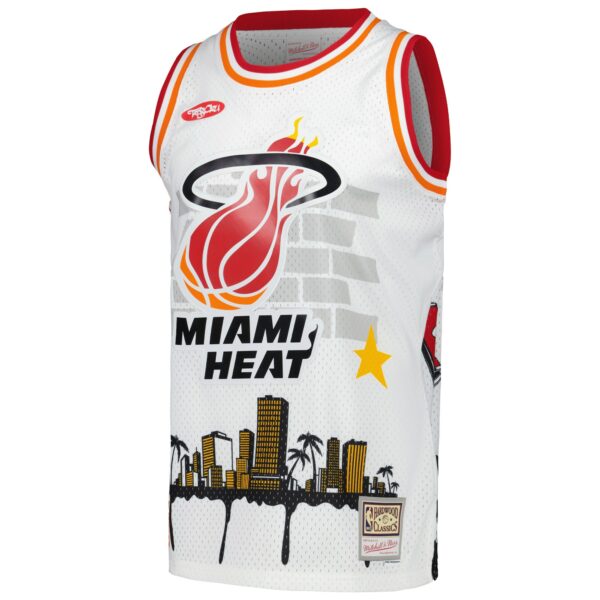 Miami Heat Mitchell & Ness x Tats Cru Hardwood Classics Fashion Jersey - White - Image 3