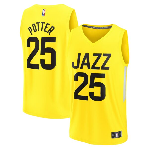 Micah Potter Utah Jazz Fanatics Fast Break Player Jersey - Icon Edition - Yellow - Image 2