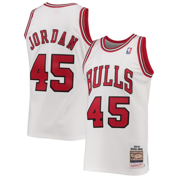 Michael Jordan Chicago Bulls Mitchell & Ness 1994-95 Hardwood Classics Authentic Player Jersey - White - Image 2