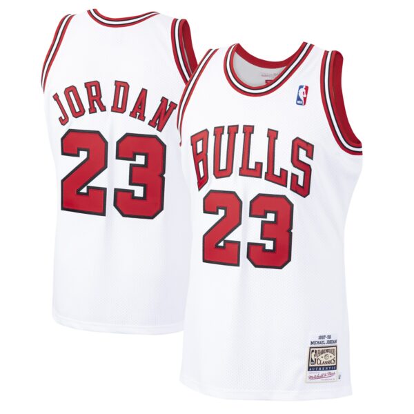 Michael Jordan Chicago Bulls Mitchell & Ness 1997/98 Hardwood Classics Authentic Jersey - White - Image 2