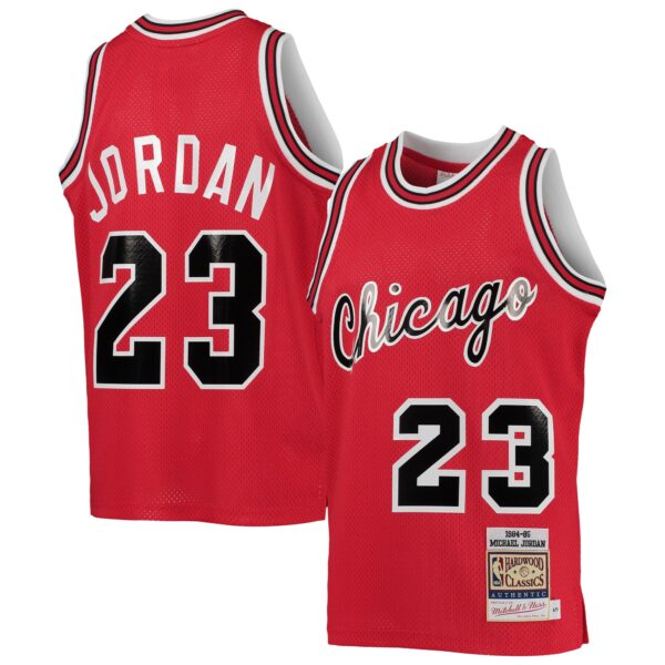 Michael Jordan Chicago Bulls Mitchell & Ness Youth 1984/85 Hardwood Classics Authentic Jersey - Red - Image 2