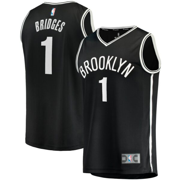 Mikal Bridges Brooklyn Nets Fanatics Big & Tall Fast Break Player Jersey - Black - Icon Edition - Image 2
