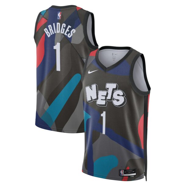 Mikal Bridges Brooklyn Nets Nike Unisex 2023/24 Swingman Jersey - Black - City Edition - Image 2