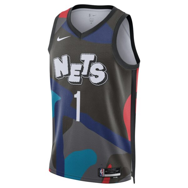 Mikal Bridges Brooklyn Nets Nike Unisex 2023/24 Swingman Jersey - Black - City Edition - Image 3