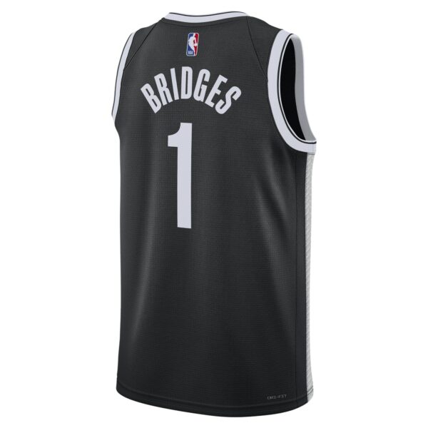 Mikal Bridges Brooklyn Nets Nike Unisex Swingman Jersey - Icon Edition - Black - Image 4