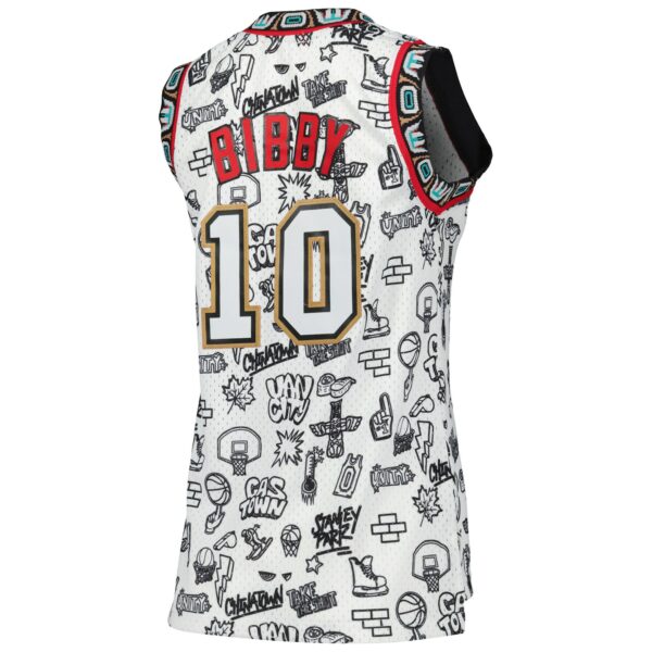 Mike Bibby Vancouver Grizzlies Mitchell & Ness Women's 1998 Doodle Swingman Jersey - White - Image 4