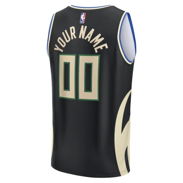 Milwaukee Bucks Fanatics Youth Fast Break Custom Jersey - Black - Statement Edition - Image 4