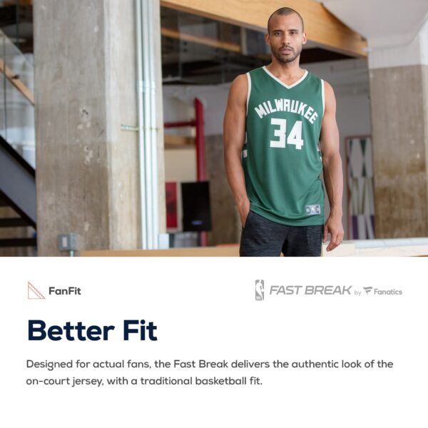 Milwaukee Bucks Fanatics Youth Fast Break Custom Replica Jersey Hunter Green - Icon Edition - Image 5