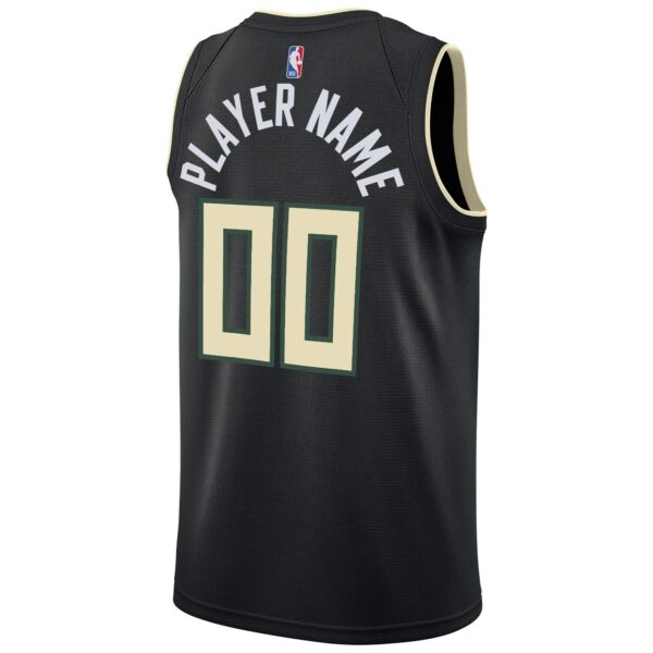 Milwaukee Bucks Jordan Brand Swingman Custom Jersey - Statement Edition - Black - Image 4