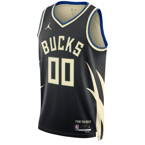 Milwaukee Bucks Jordan Brand Unisex 2022/23 Swingman Custom Jersey - Statement Edition - Black - Image 3