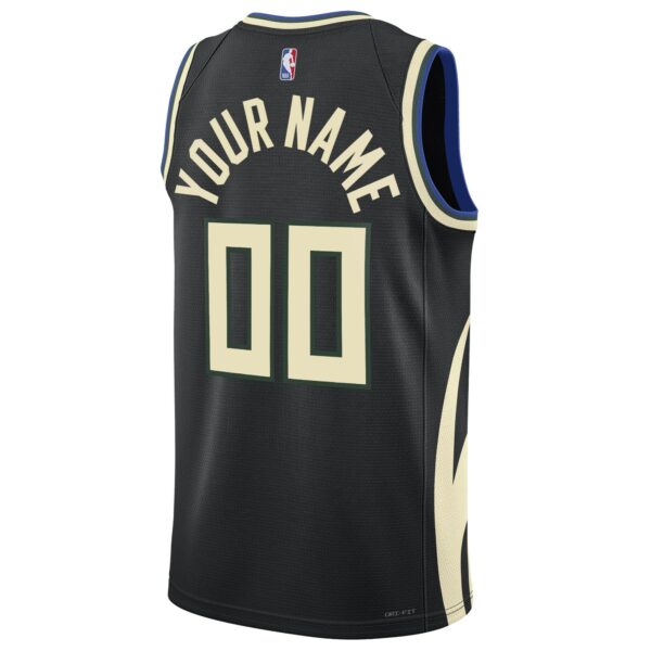 Milwaukee Bucks Jordan Brand Unisex 2022/23 Swingman Custom Jersey - Statement Edition - Black - Image 4