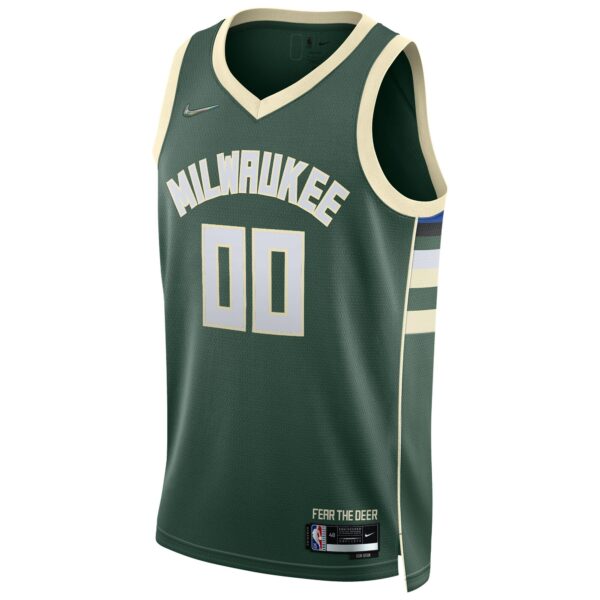 Milwaukee Bucks Nike 2021/22 Diamond Swingman Custom Jersey - Icon Edition - Hunter Green - Image 3