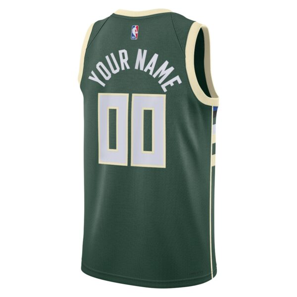 Milwaukee Bucks Nike Unisex Swingman Custom Jersey Hunter Green - Icon Edition - Image 4