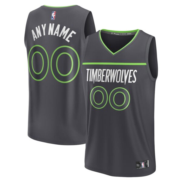 Minnesota Timberwolves Fanatics Custom Fast Break Jersey - Statement Edition - Black - Image 2
