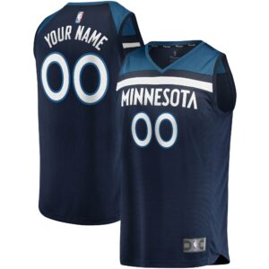 Minnesota Timberwolves Fanatics Fast Break Custom Replica Jersey Navy - Icon Edition