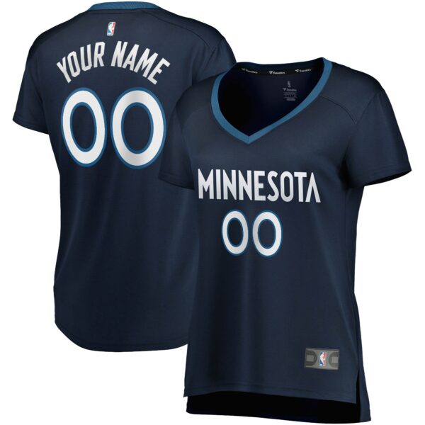 Minnesota Timberwolves Fanatics Women's Fast Break Custom Jersey Navy - Icon Edition - Image 2