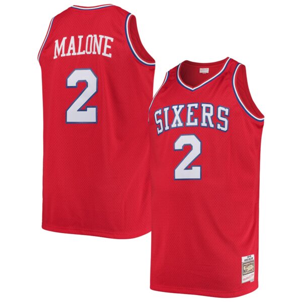 Moses Malone Philadelphia 76ers Mitchell & Ness 1982/83 Big & Tall Hardwood Classics Swingman Jersey - Red - Image 2