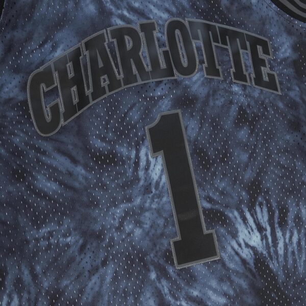 Muggsy Bogues Charlotte Hornets Mitchell & Ness Hardwood Classics 1992/93 Tie-Dye Swingman Jersey - Black - Image 5
