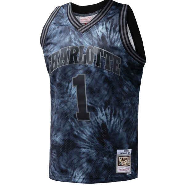 Muggsy Bogues Charlotte Hornets Mitchell & Ness Hardwood Classics 1992/93 Tie-Dye Swingman Jersey - Black - Image 3