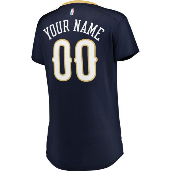 New Orleans Pelicans Fanatics Women's Fast Break Custom Jersey Navy - Icon Edition - Image 4