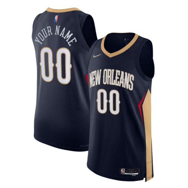 New Orleans Pelicans Nike 2021/22 Diamond Authentic Custom Jersey - Icon Edition - Navy - Image 2