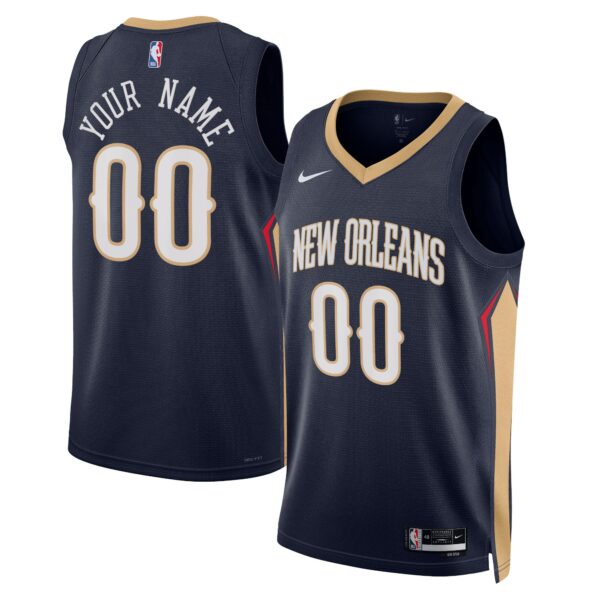 New Orleans Pelicans Nike Unisex 2022/23 Swingman Custom Jersey Navy - Icon Edition - Image 2