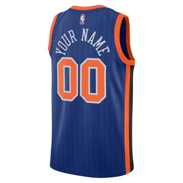 New York Knicks Nike Unisex 2023/24 Custom Swingman Jersey - Blue - City Edition - Image 4