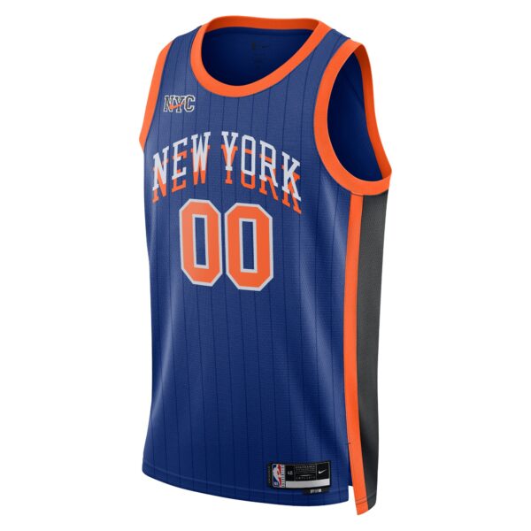 New York Knicks Nike Unisex 2023/24 Custom Swingman Jersey - Blue - City Edition - Image 3