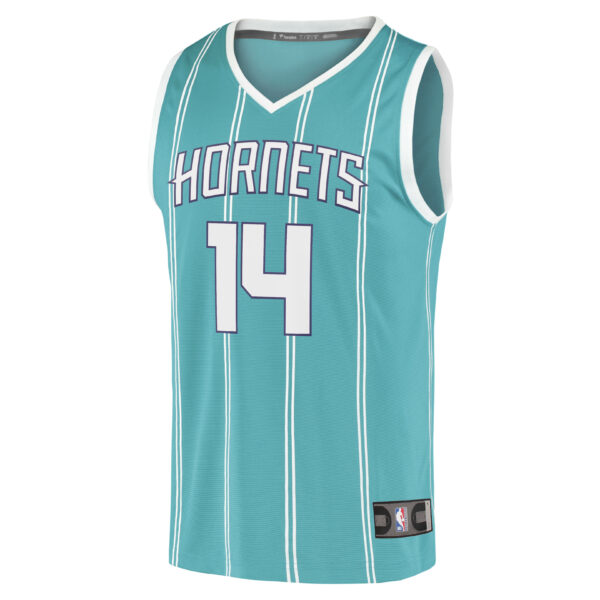 Nick Richards Charlotte Hornets Fanatics Youth 2020/21 Fast Break Replica Jersey - Icon Edition - Teal - Image 3