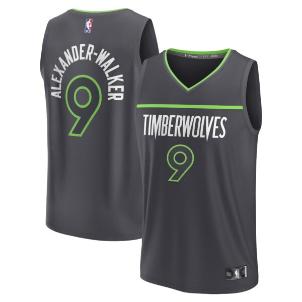 Nickeil Alexander-Walker Minnesota Timberwolves Fanatics Fast Break Replica Player Jersey - Statement Edition - Black - Image 2